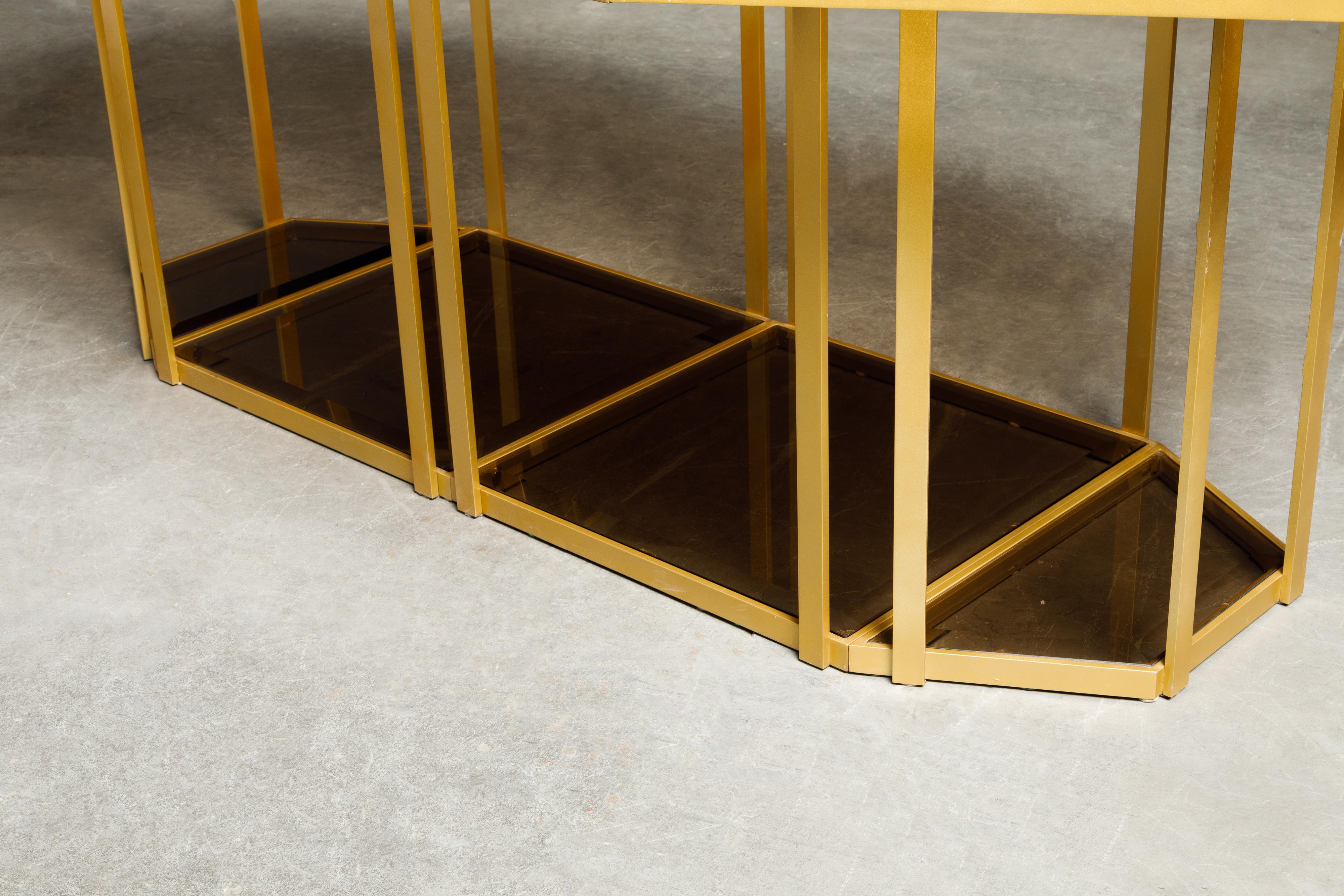 Table reconfigurable pour salle à manger, café ou centre de table en verre doré et fumé, vers 1980 en vente 7