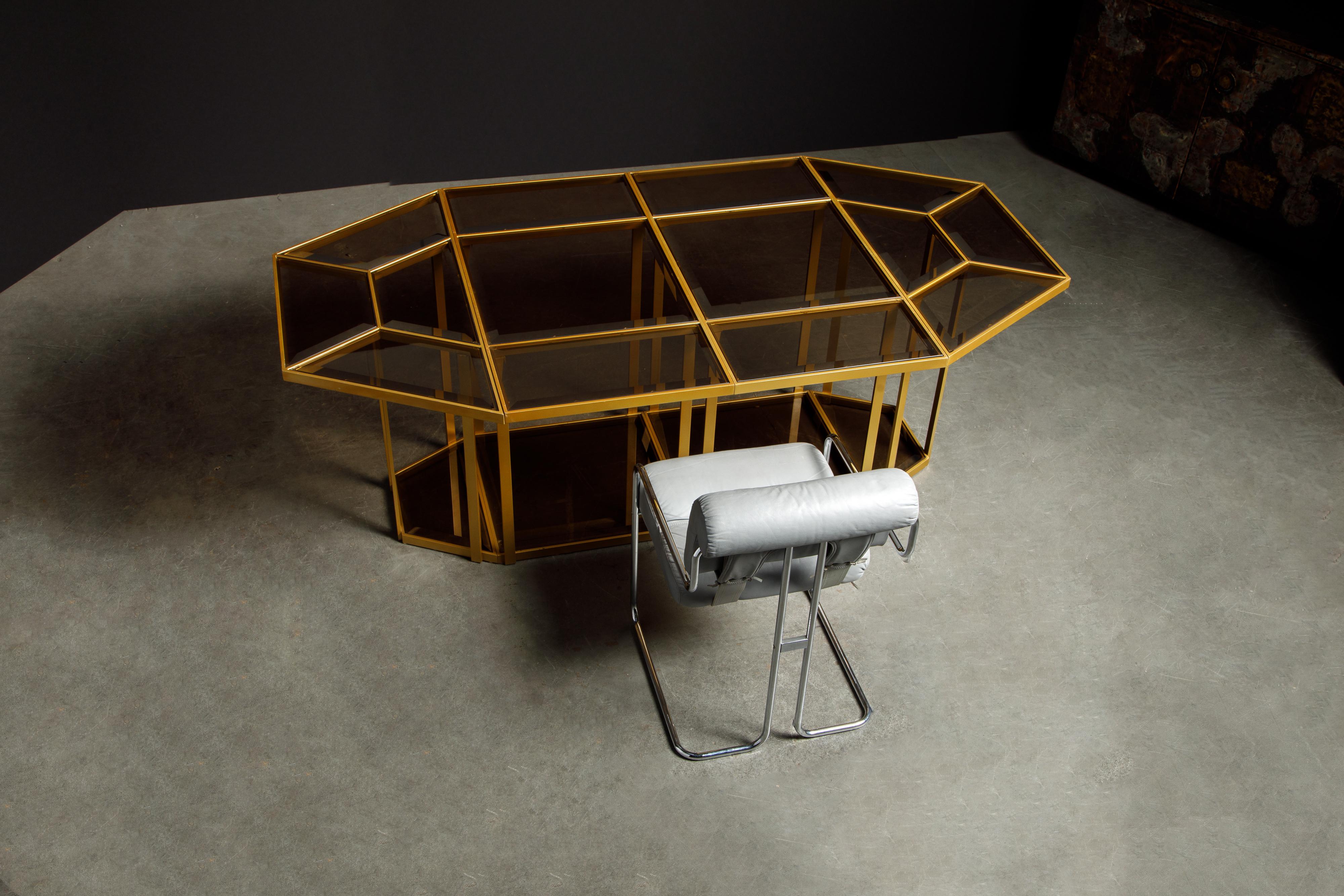 Table reconfigurable pour salle à manger, café ou centre de table en verre doré et fumé, vers 1980 en vente 9