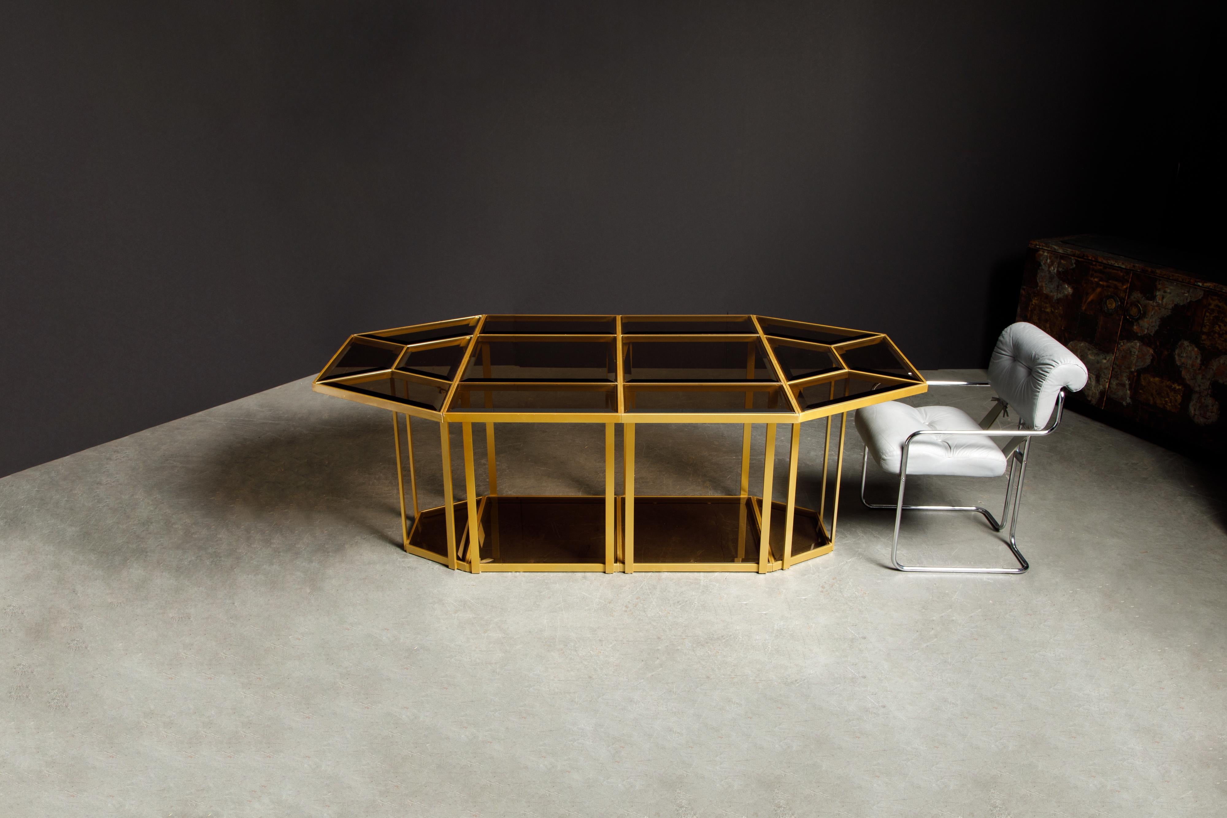 Table reconfigurable pour salle à manger, café ou centre de table en verre doré et fumé, vers 1980 en vente 10