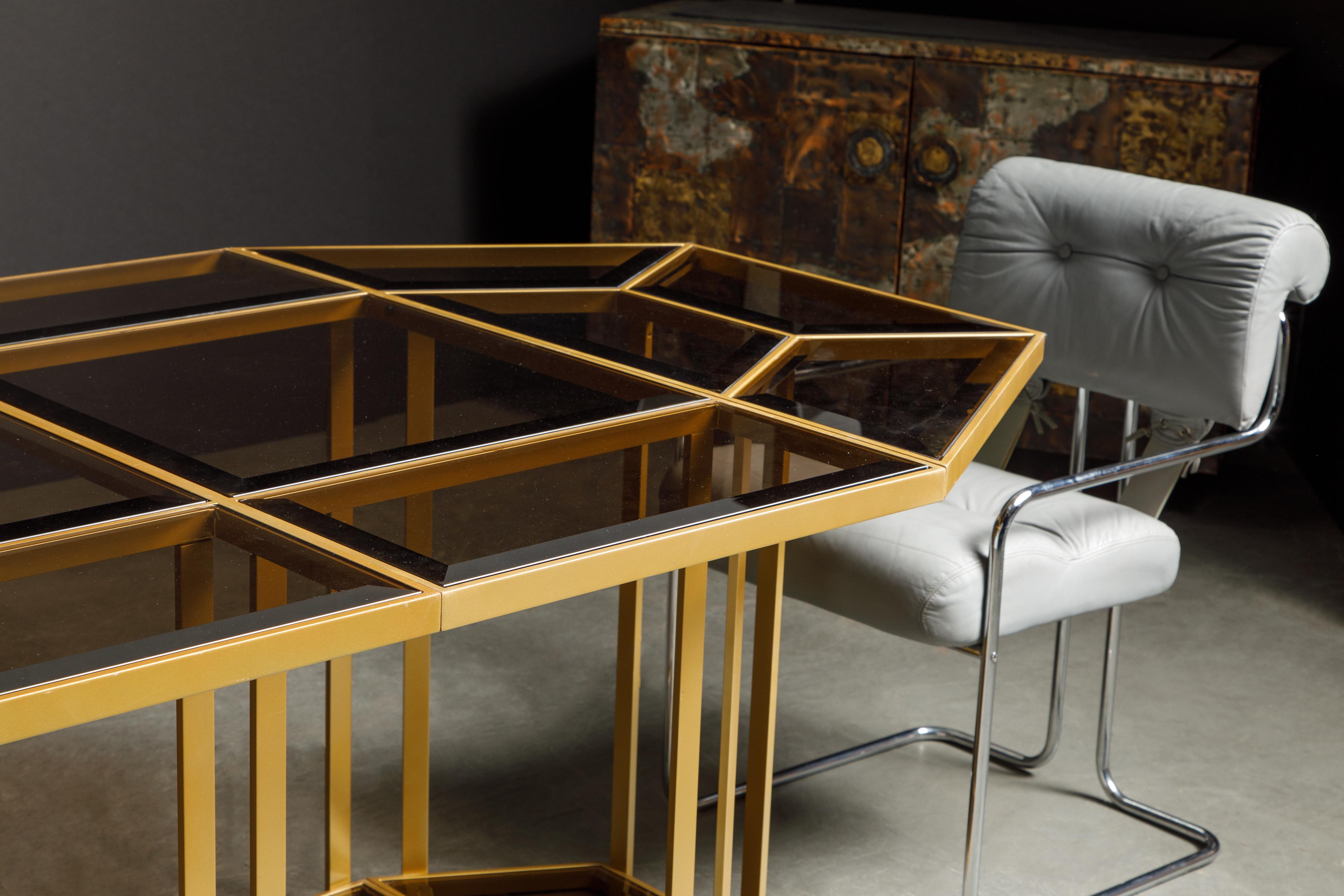 Table reconfigurable pour salle à manger, café ou centre de table en verre doré et fumé, vers 1980 en vente 11