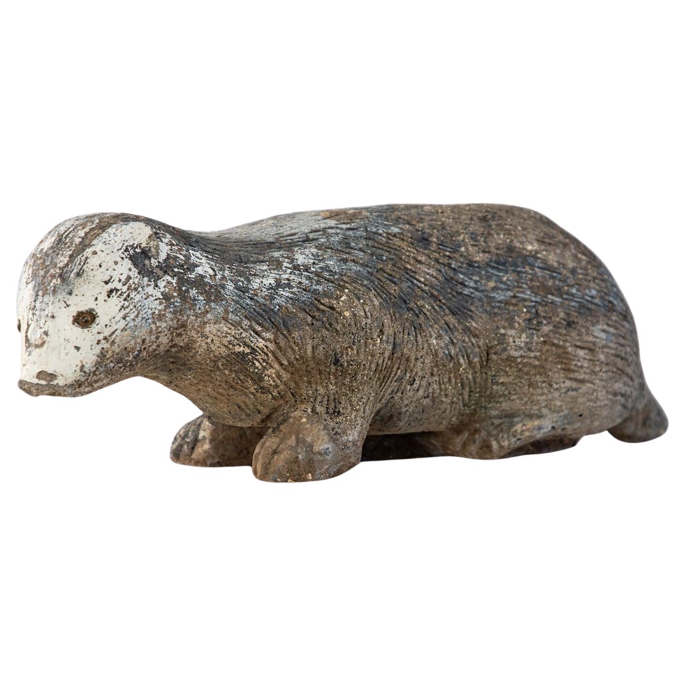 Reconstituted Stone Badger Garden Ornament, England 1960s