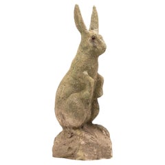 Reconstituted Stone Bunny, Rabbit, or Hare Garden Ornament, France 20th C.