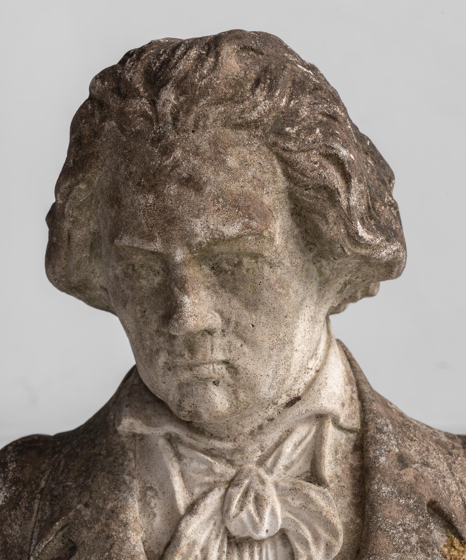 Reconstituted Stone Bust of Beethoven, circa 1960 In Good Condition In Culver City, CA