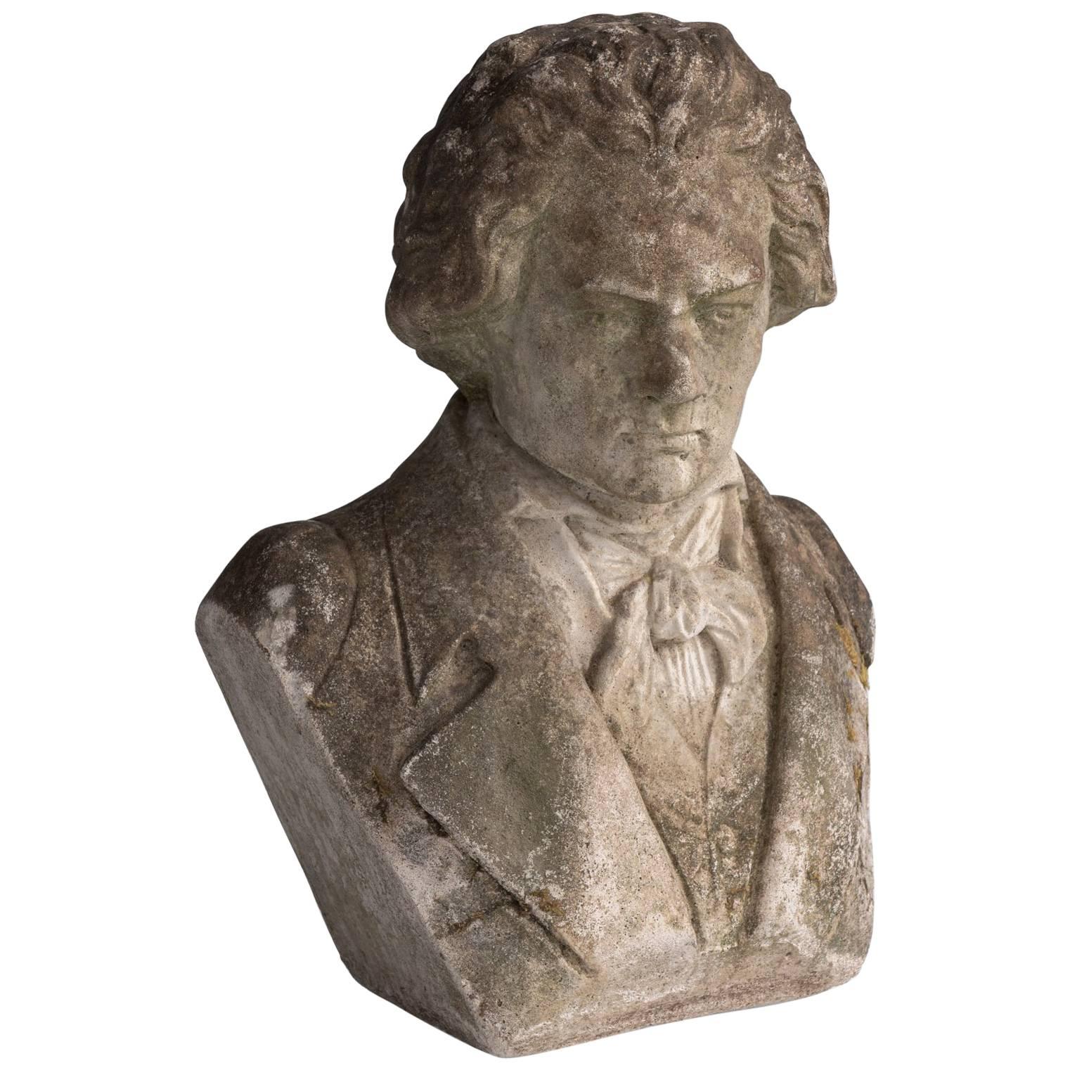 Reconstituted Stone Bust of Beethoven, circa 1960