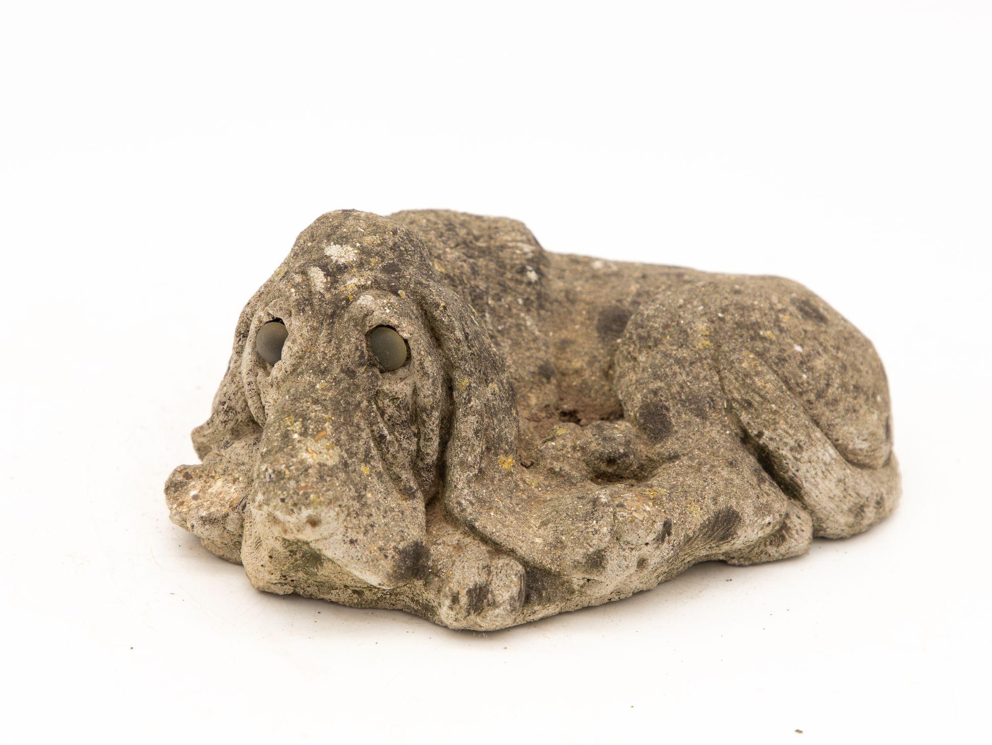 English Reconstituted Stone Dog Hound Garden Ornament, 20th Century For Sale