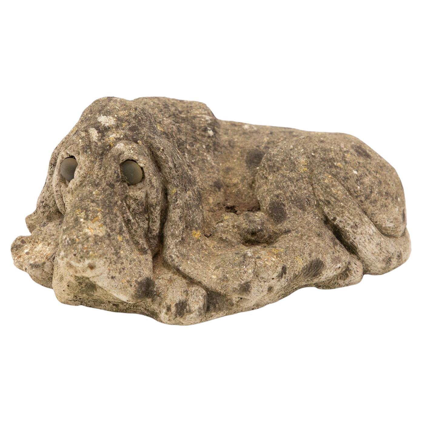 Reconstituted Stone Dog Hound Garden Ornament, 20th Century For Sale