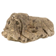 Vintage Reconstituted Stone Dog Hound Garden Ornament, 20th Century