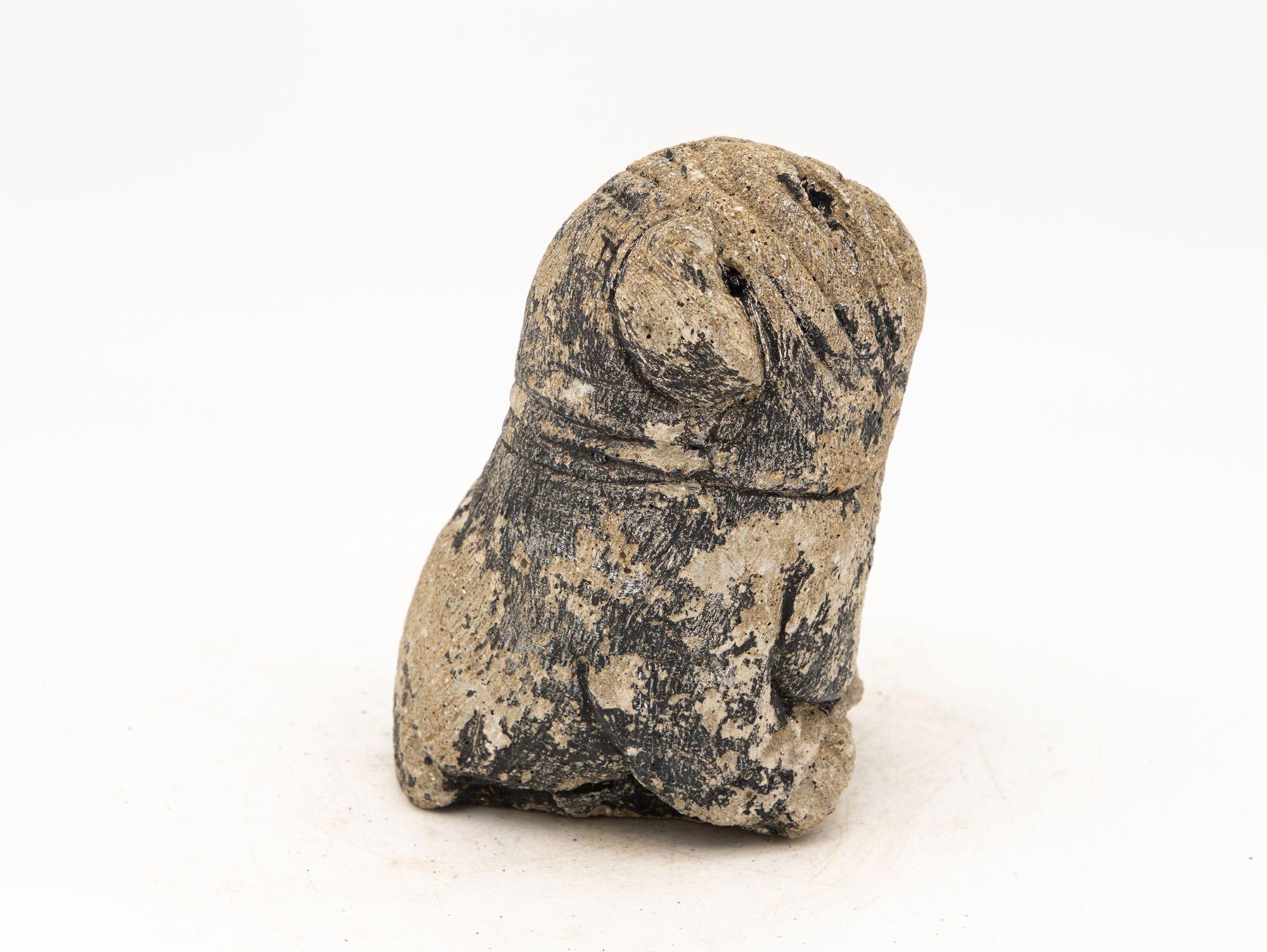 English Reconstituted Stone Dog Pug Garden Ornament, 20th Century For Sale