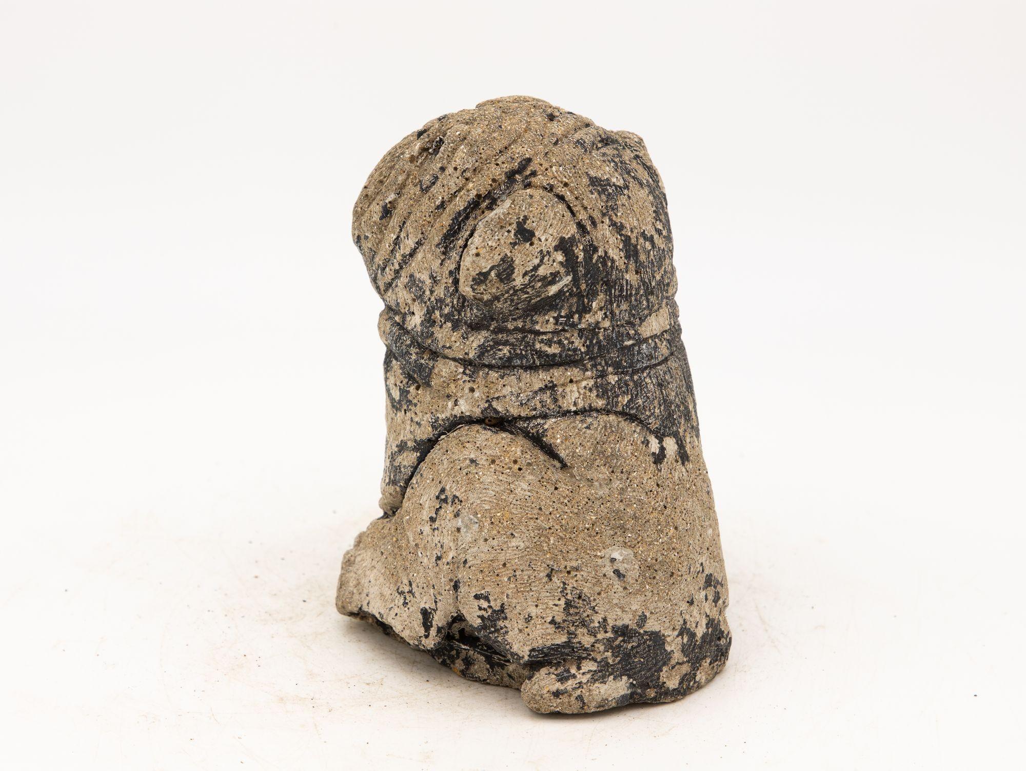 Reconstituted Stone Dog Pug Garden Ornament, 20th Century For Sale 1