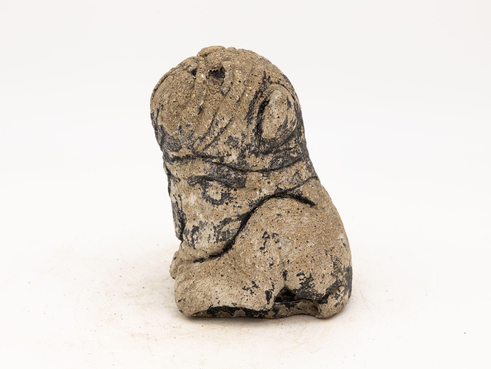 Reconstituted Stone Dog Pug Garden Ornament, 20th Century For Sale 2