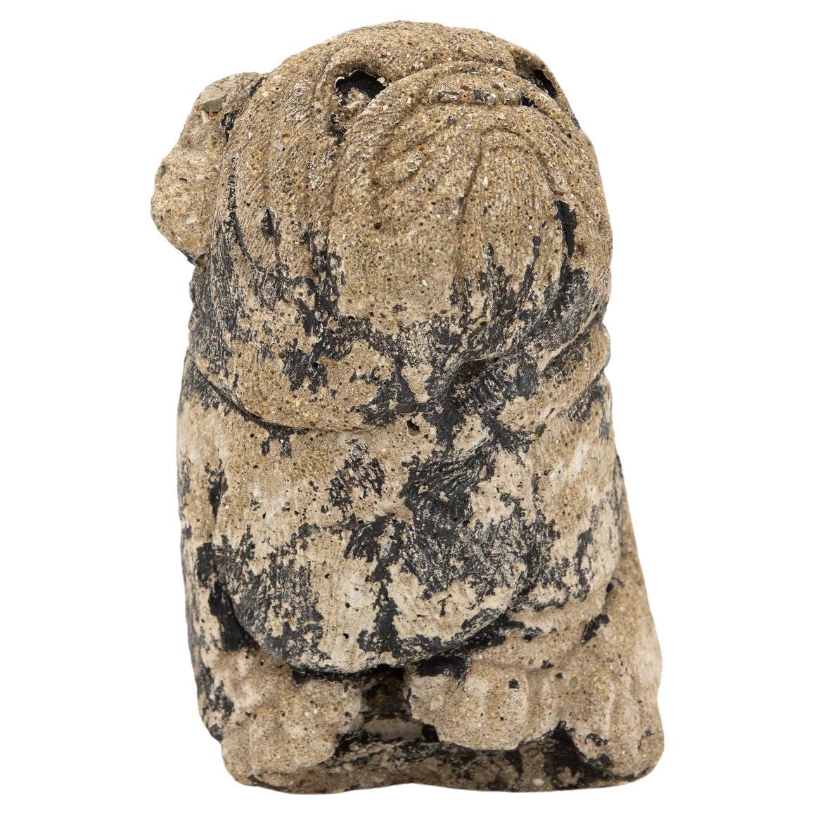 Reconstituted Stone Dog Pug Garden Ornament, 20th Century For Sale