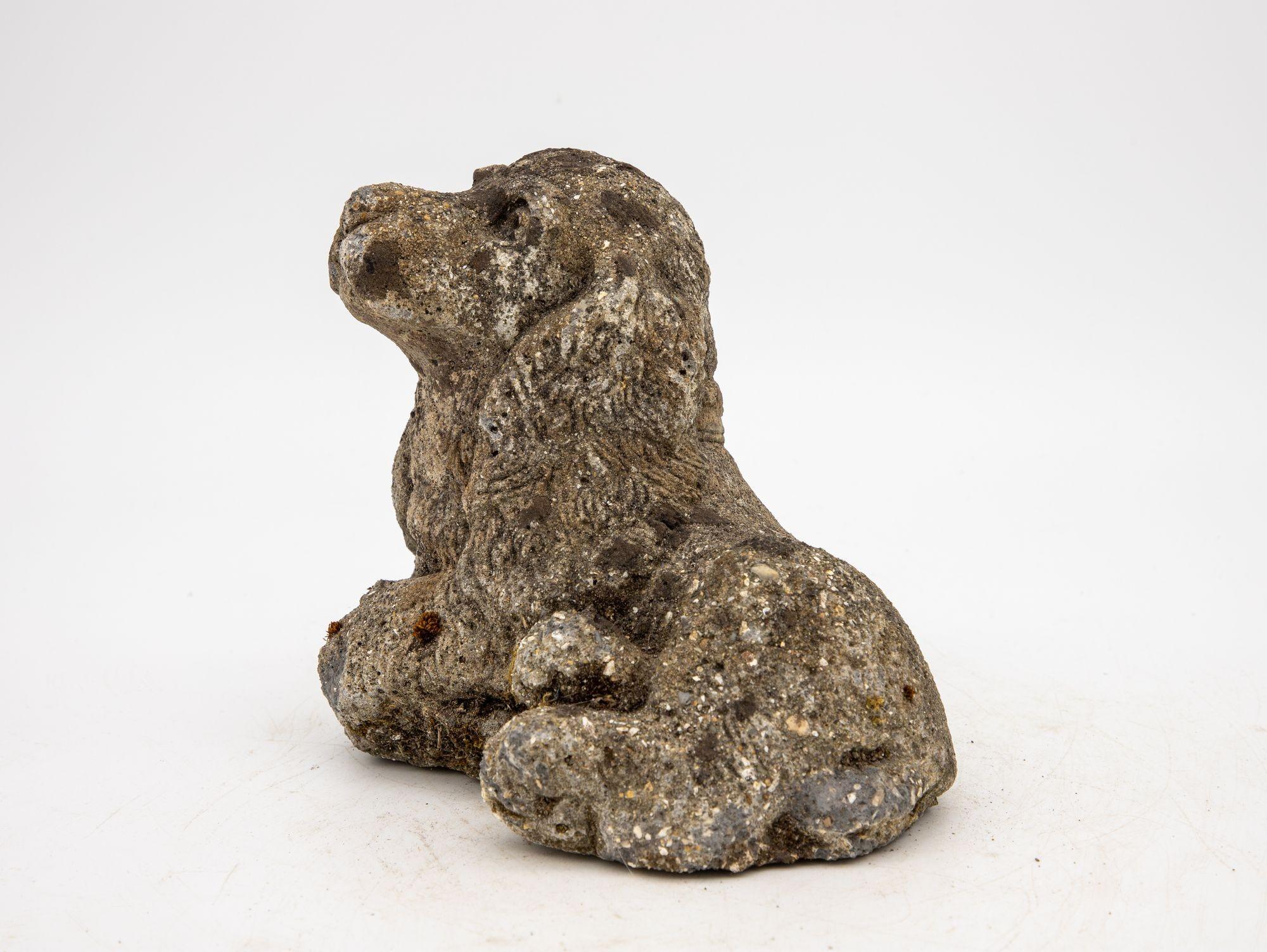 British Reconstituted Stone Dog Spaniel Garden Ornament, 20th Century For Sale