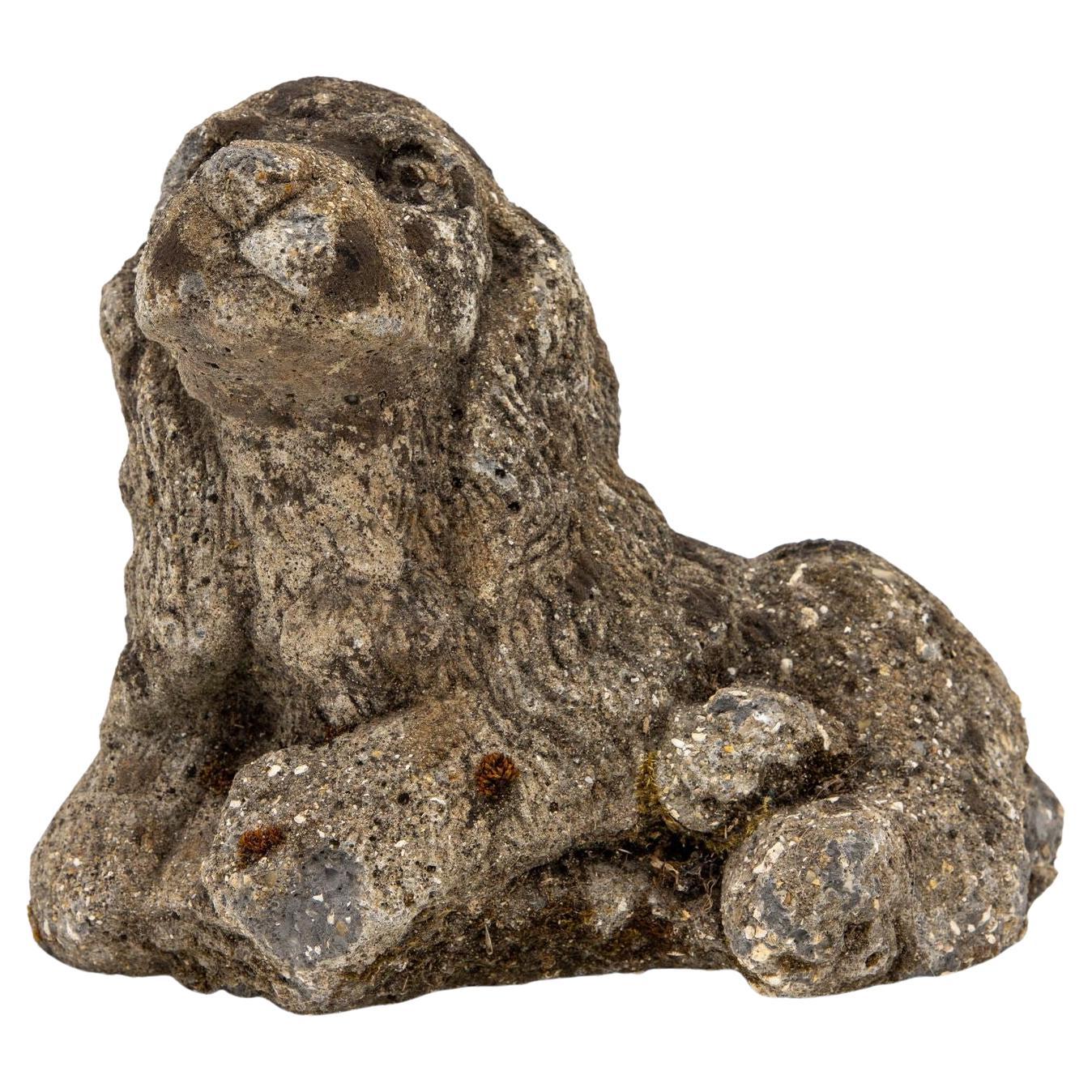 Reconstituted Stone Dog Spaniel Garden Ornament, 20th Century For Sale