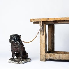 Vintage Reconstituted Stone English Bulldog Garden Statue Figure c. 1920s