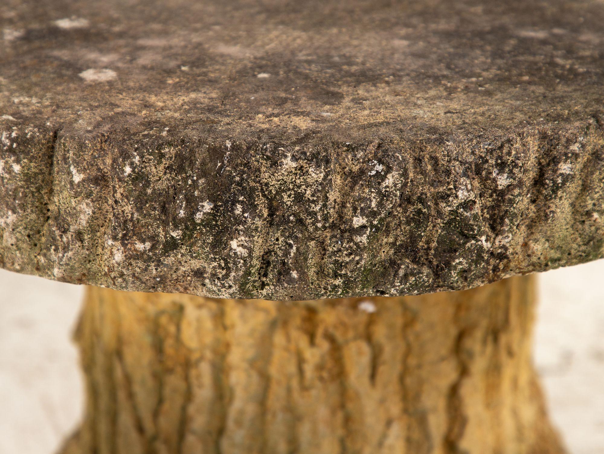 Reconstituted Stone Faux Bois Table and Stools, France Mid 20th Century, 20.5