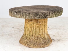Reconstituted Stone Faux Bois Table and Stools, France Mid 20th Century, 20.5"h