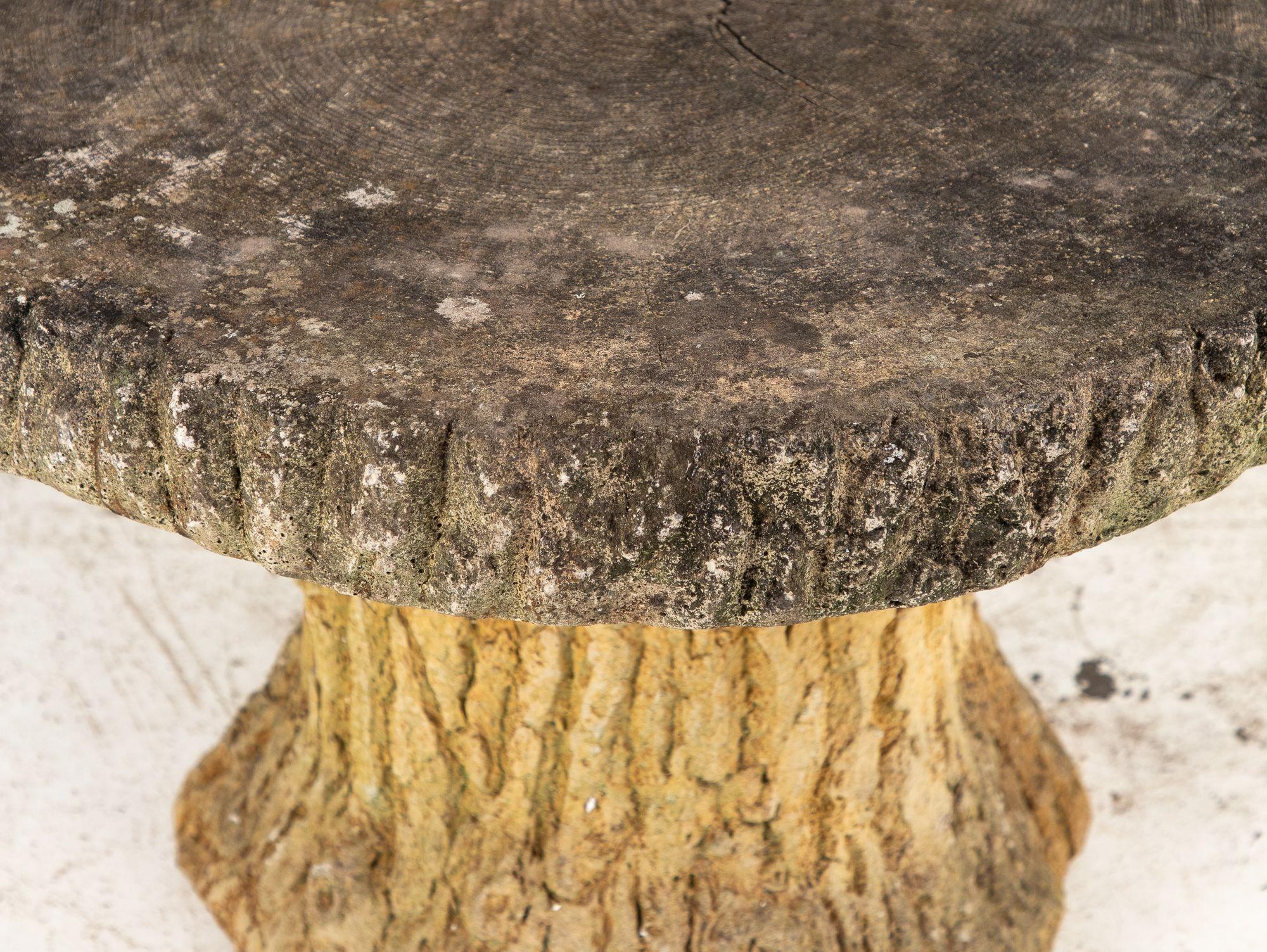 Reconstituted Stone Faux Bois Table and Stools, France Mid 20th Century, 20.5