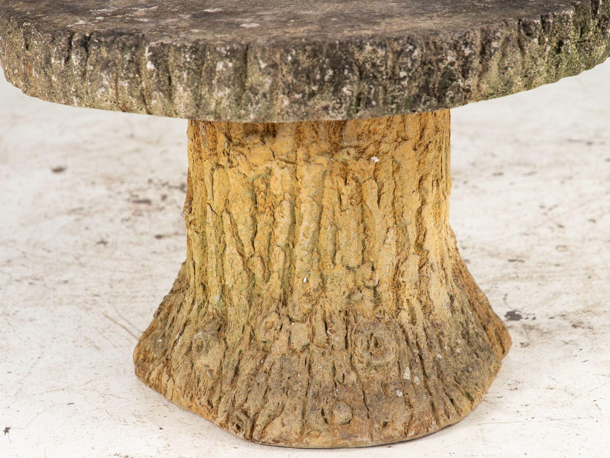 Concrete Reconstituted Stone Faux Bois Table and Stools, France Mid 20th Century, 20.5