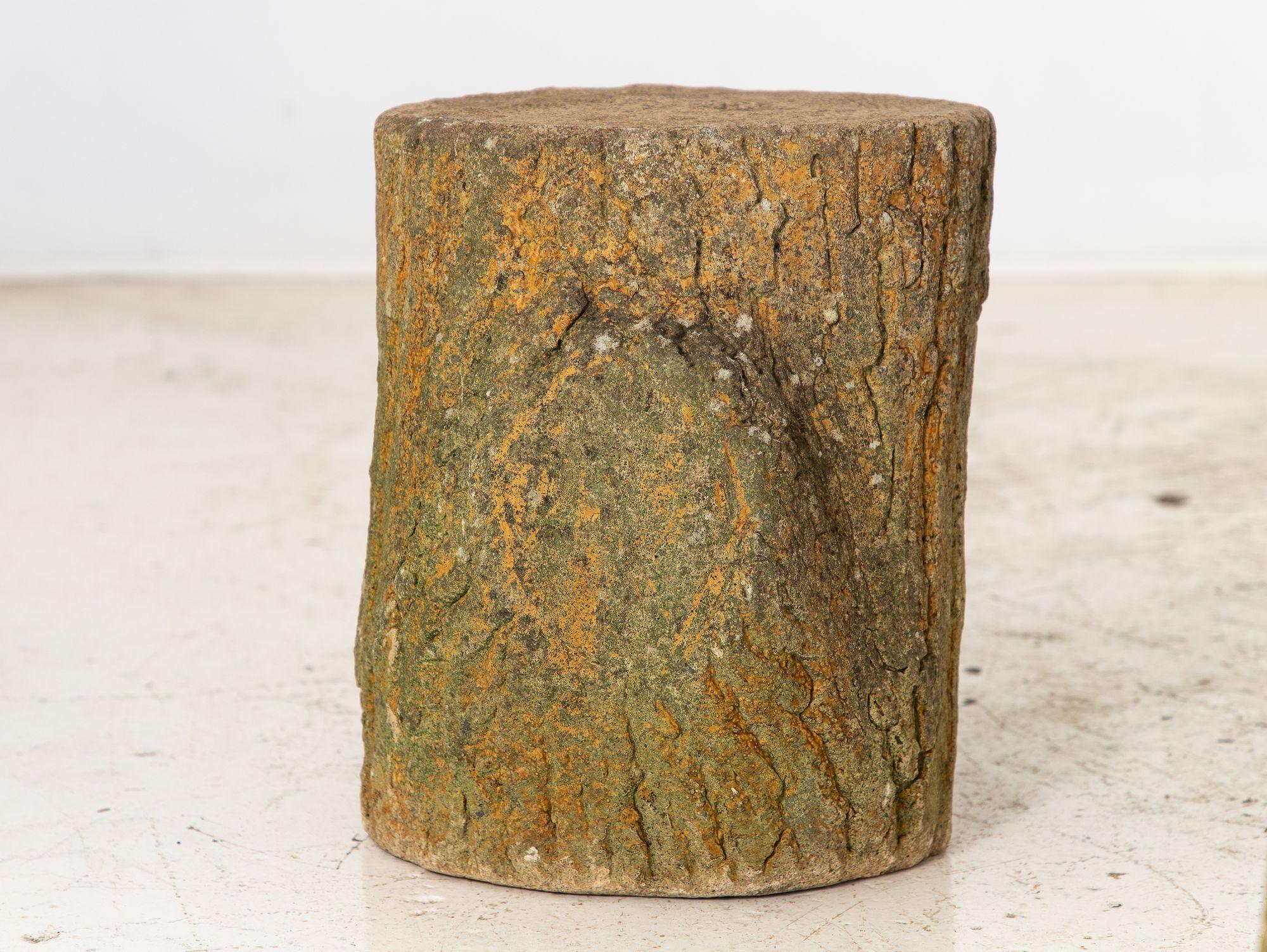 Reconstituted Stone Faux Bois Table and Stools, France Mid 20th Century, 20.5