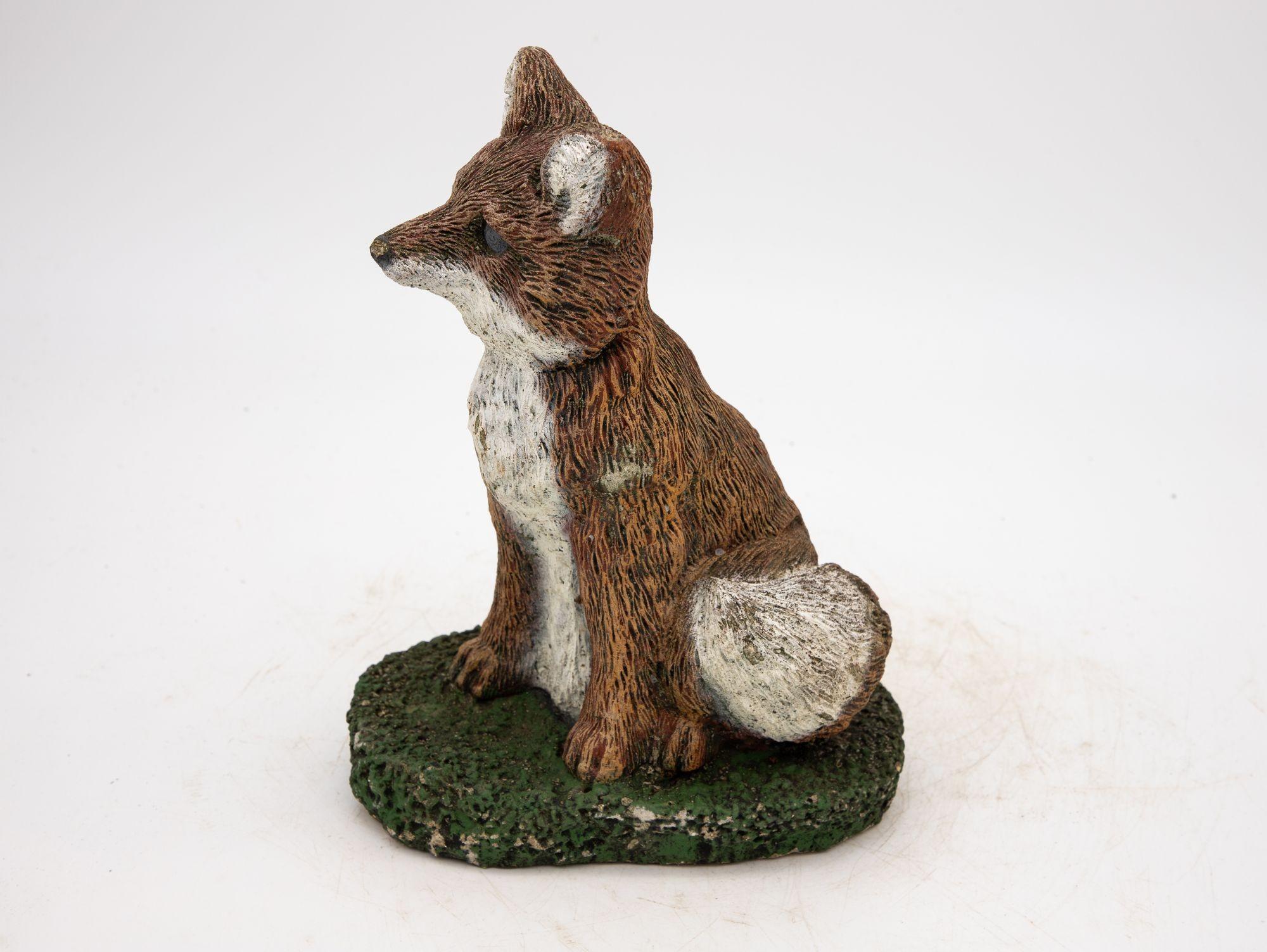 English Reconstituted Stone Fox Small Garden Ornament, 20th Century For Sale