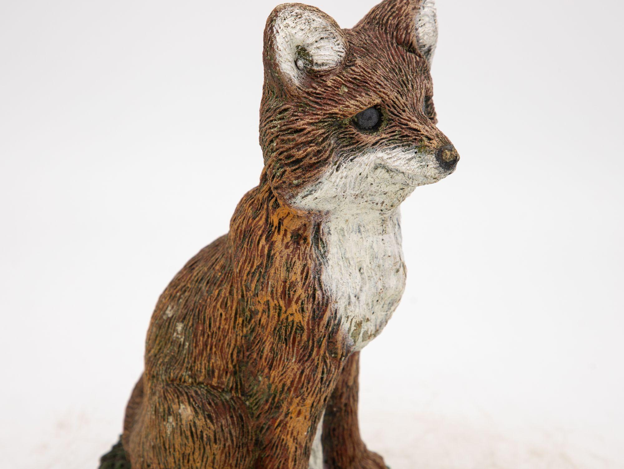 Reconstituted Stone Fox Small Garden Ornament, 20th Century For Sale 1