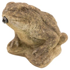 Vintage Reconstituted Stone Frog Fountain Garden Ornament, 20th Century