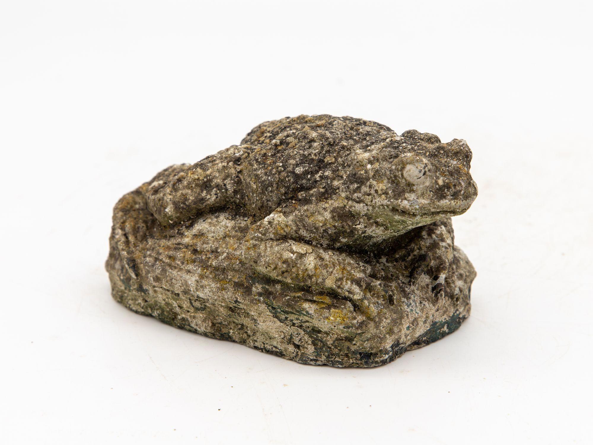 English Reconstituted Stone Frog Garden Ornament, 20th Century