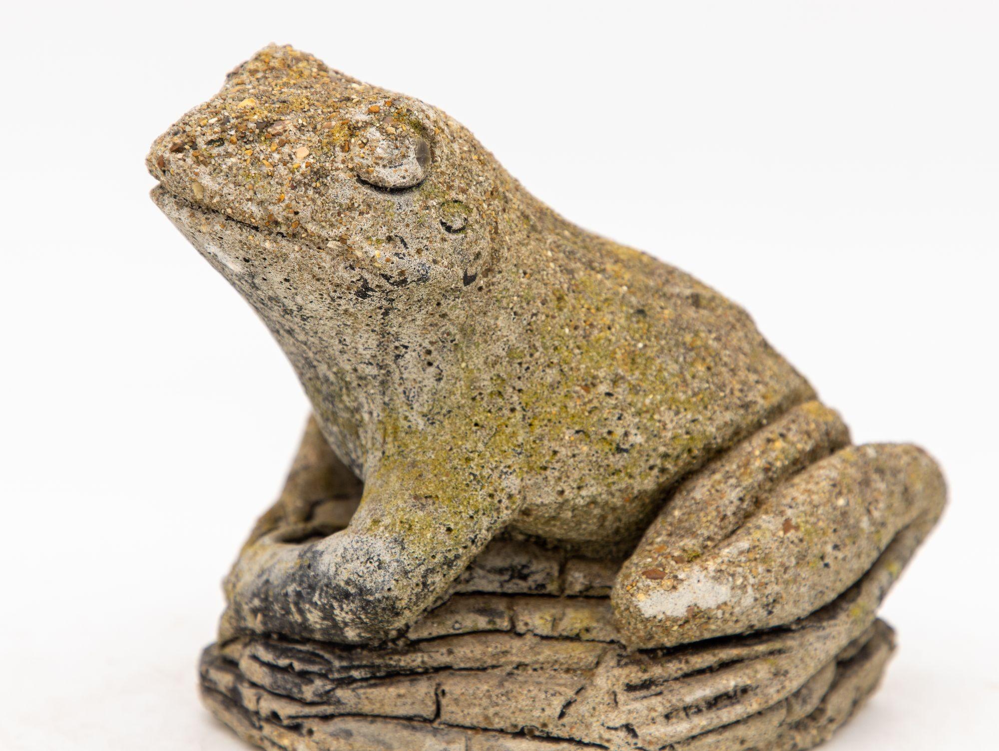 British Reconstituted Stone Frog Garden Ornament, 20th Century