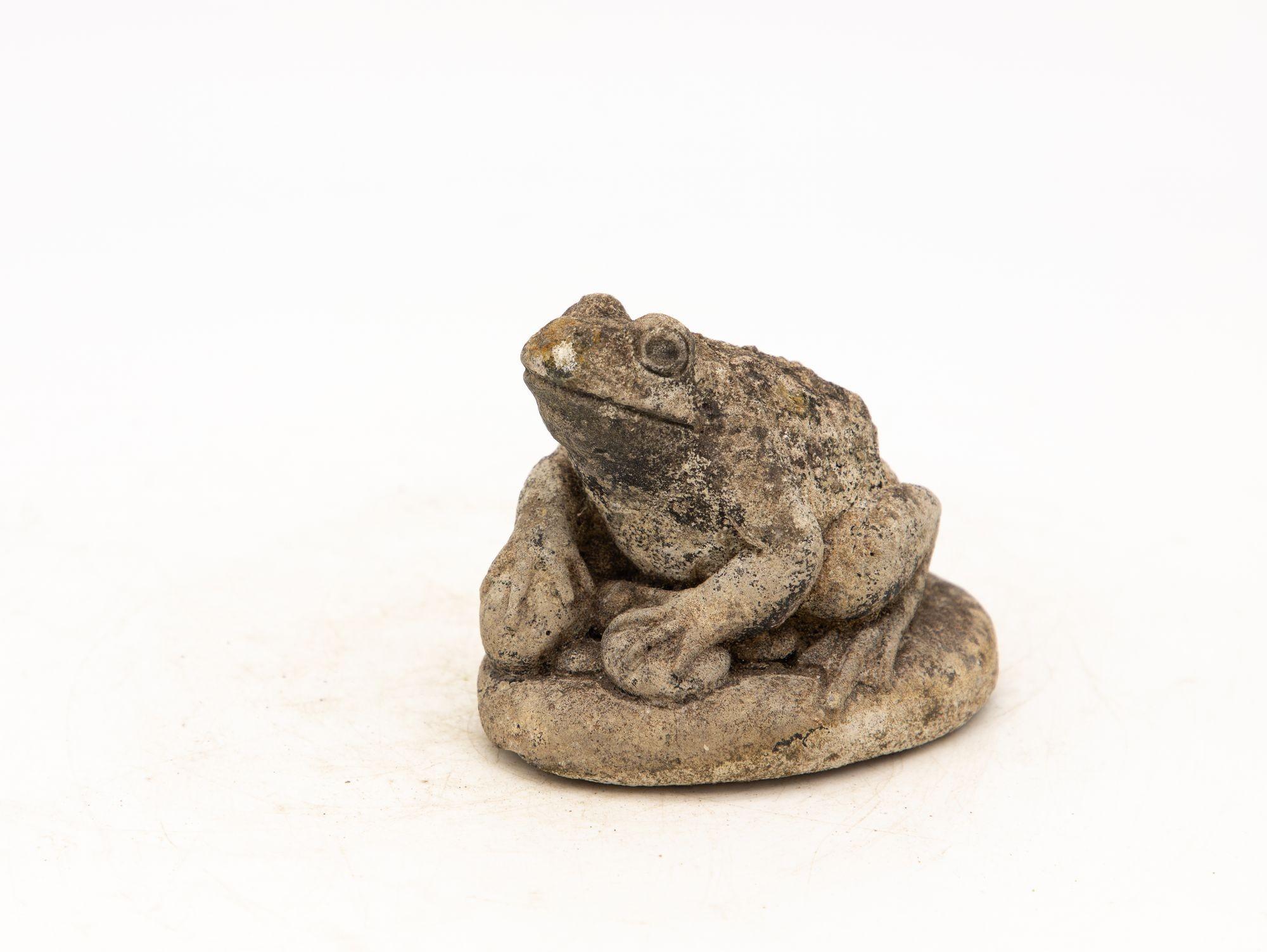 French Reconstituted Stone Frog Garden Ornament, 20th Century