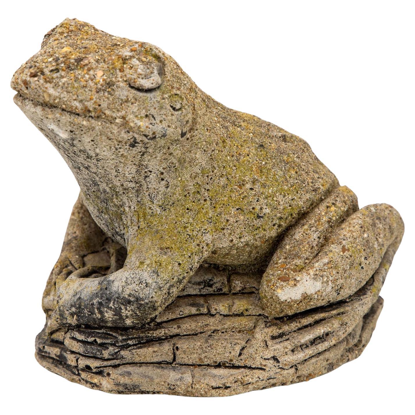 Reconstituted Stone Frog Garden Ornament, 20th Century