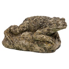 Reconstituted Stone Frog Garden Ornament, 20th Century