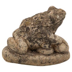 Vintage Reconstituted Stone Frog Garden Ornament, 20th Century