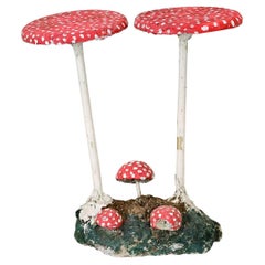Vintage Reconstituted Stone & Iron Garden Mushrooms