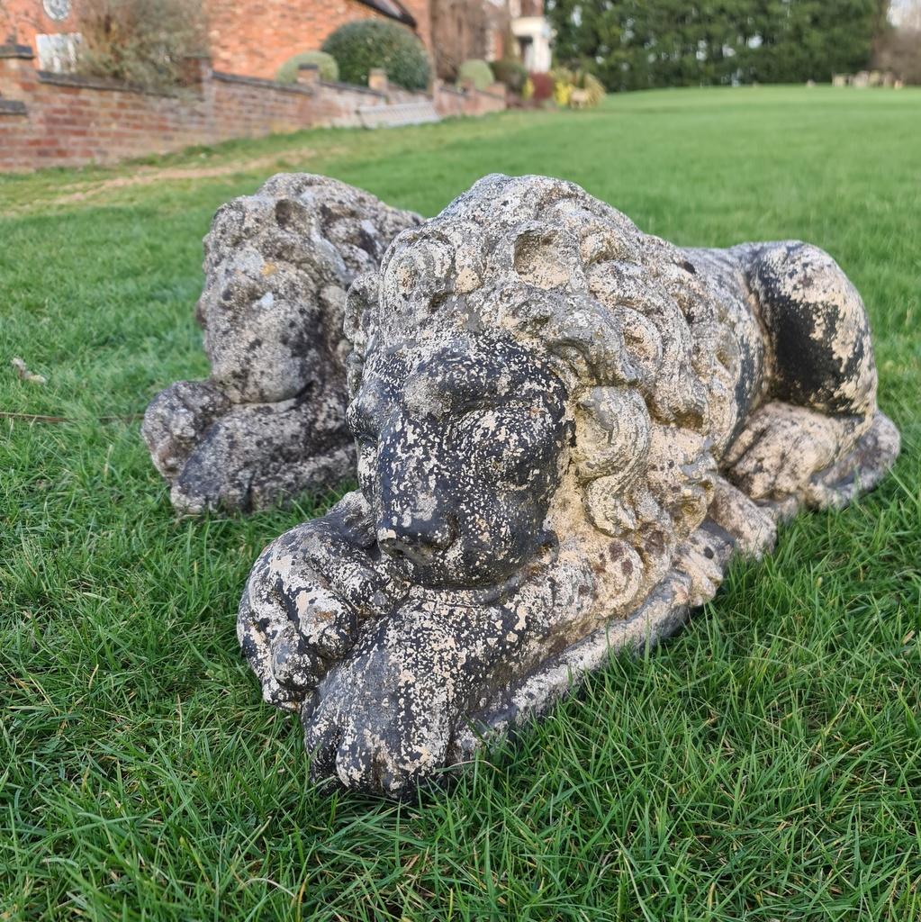 20th Century Reconstituted Stone Lions