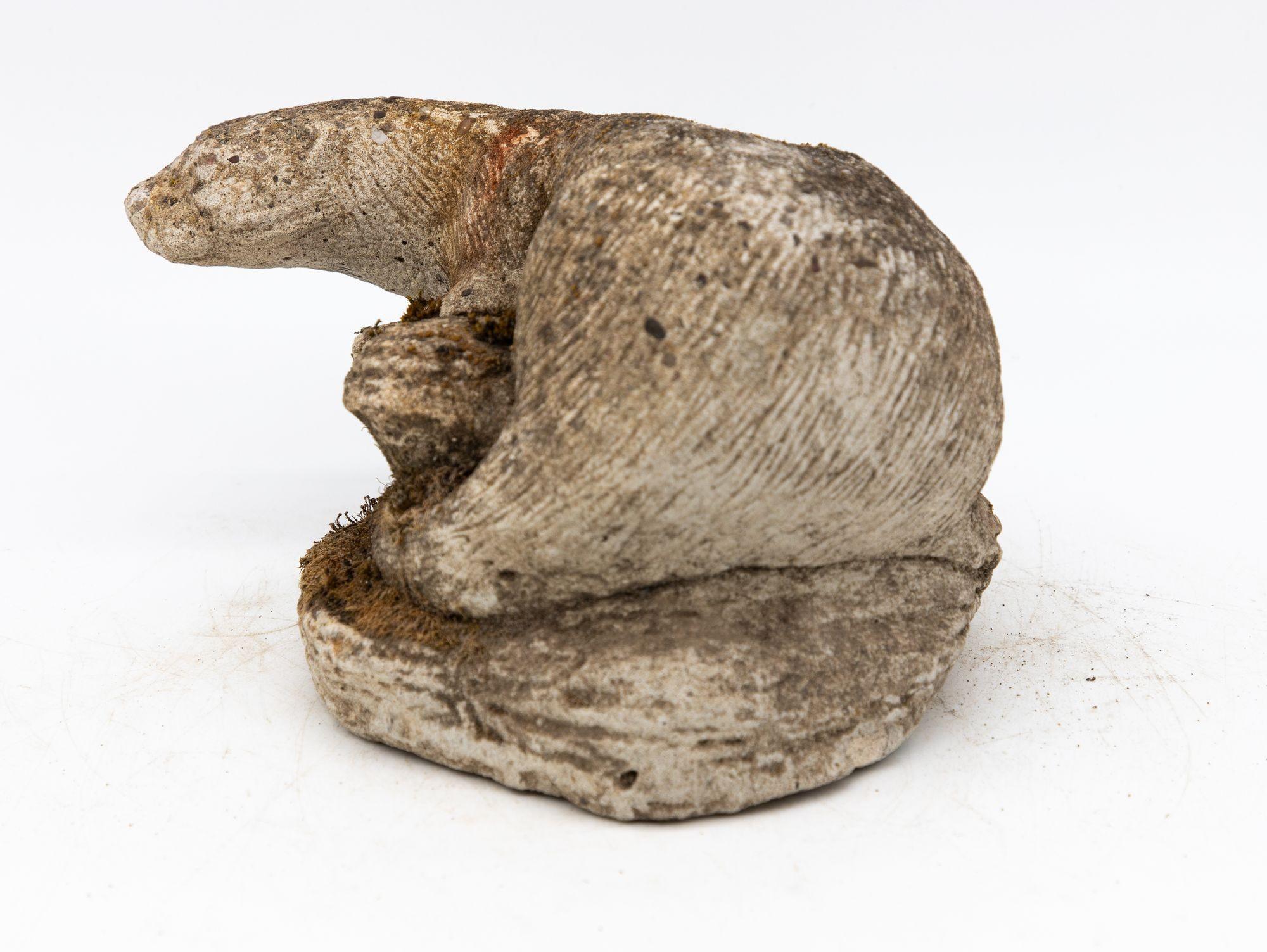 Reconstituted Stone Otter Garden Ornament, French Mid 20th C. In Good Condition For Sale In South Salem, NY