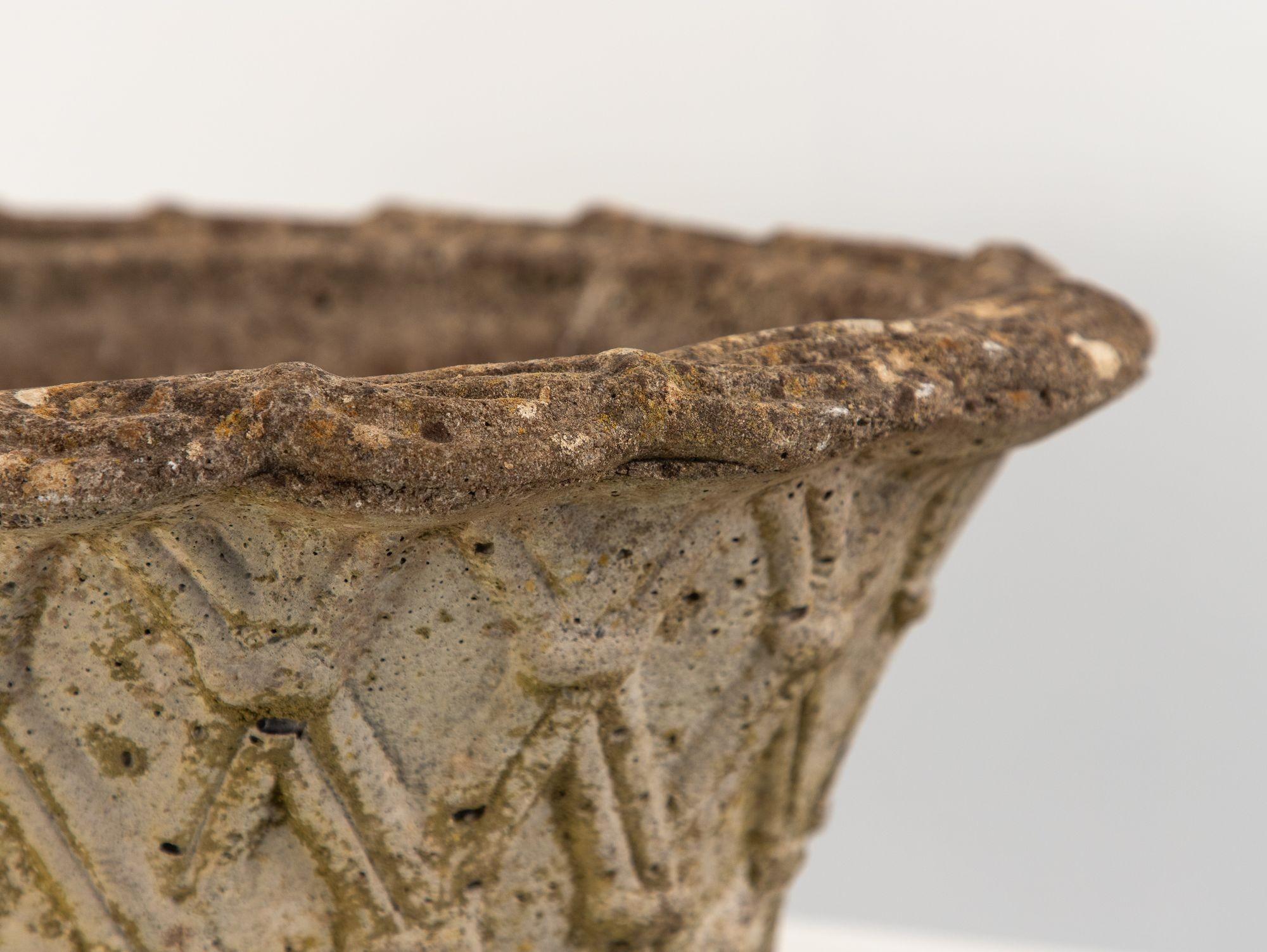 Français Reconstituted Stone Oval Basketweave Planter, France Mid 20th C. en vente