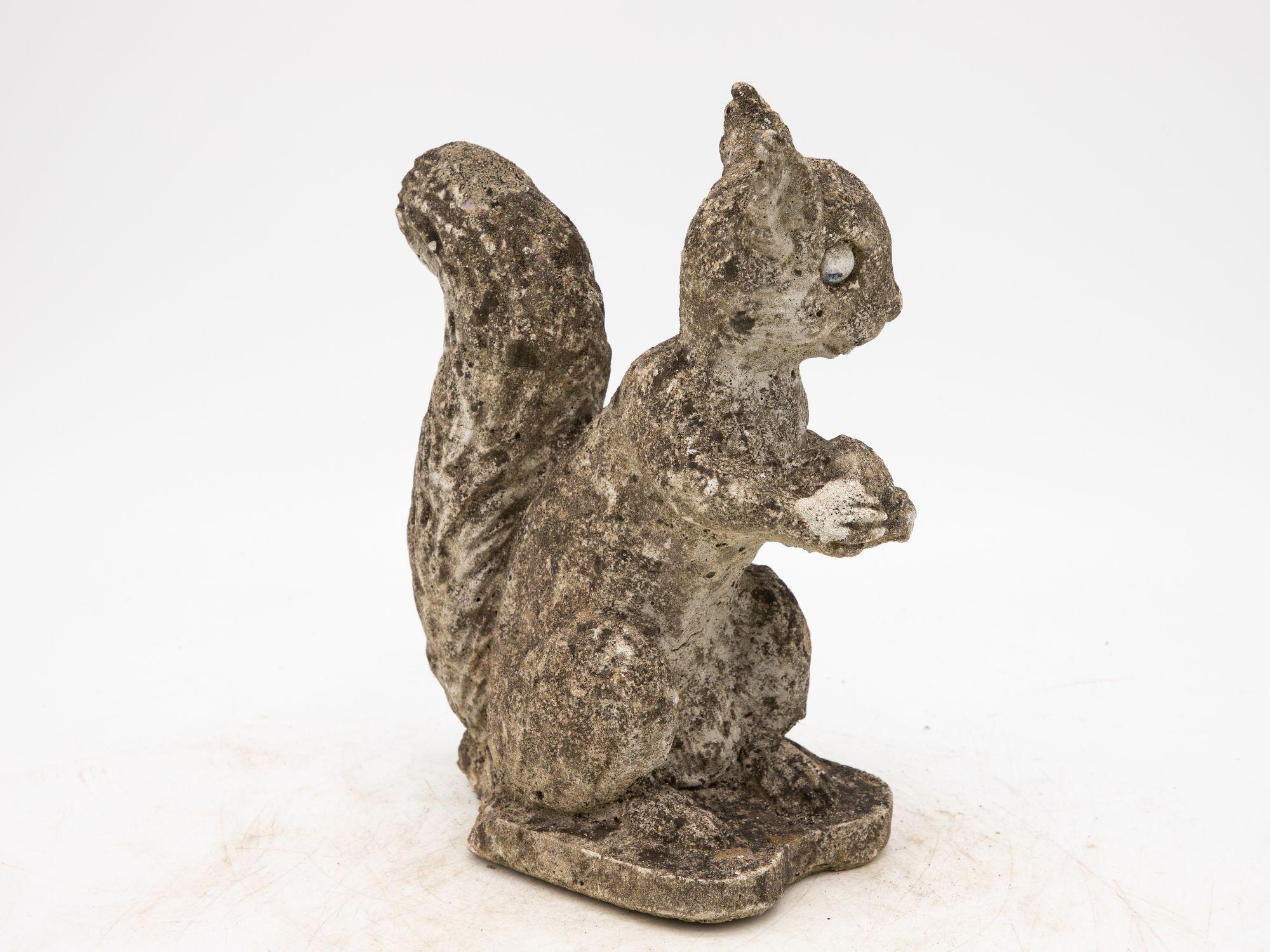 Reconstituted Stone Squirrel Garden Ornament, 20th Century In Good Condition For Sale In South Salem, NY