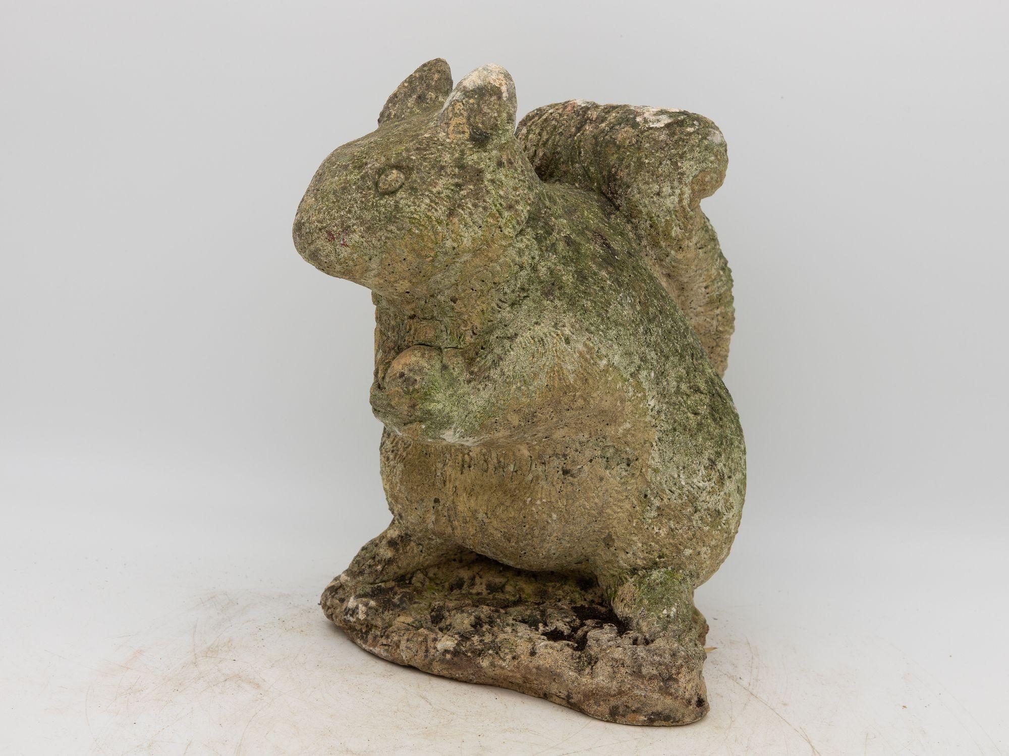 Reconstituted Stone Squirrel Garden Ornament, 20th Century In Fair Condition For Sale In South Salem, NY