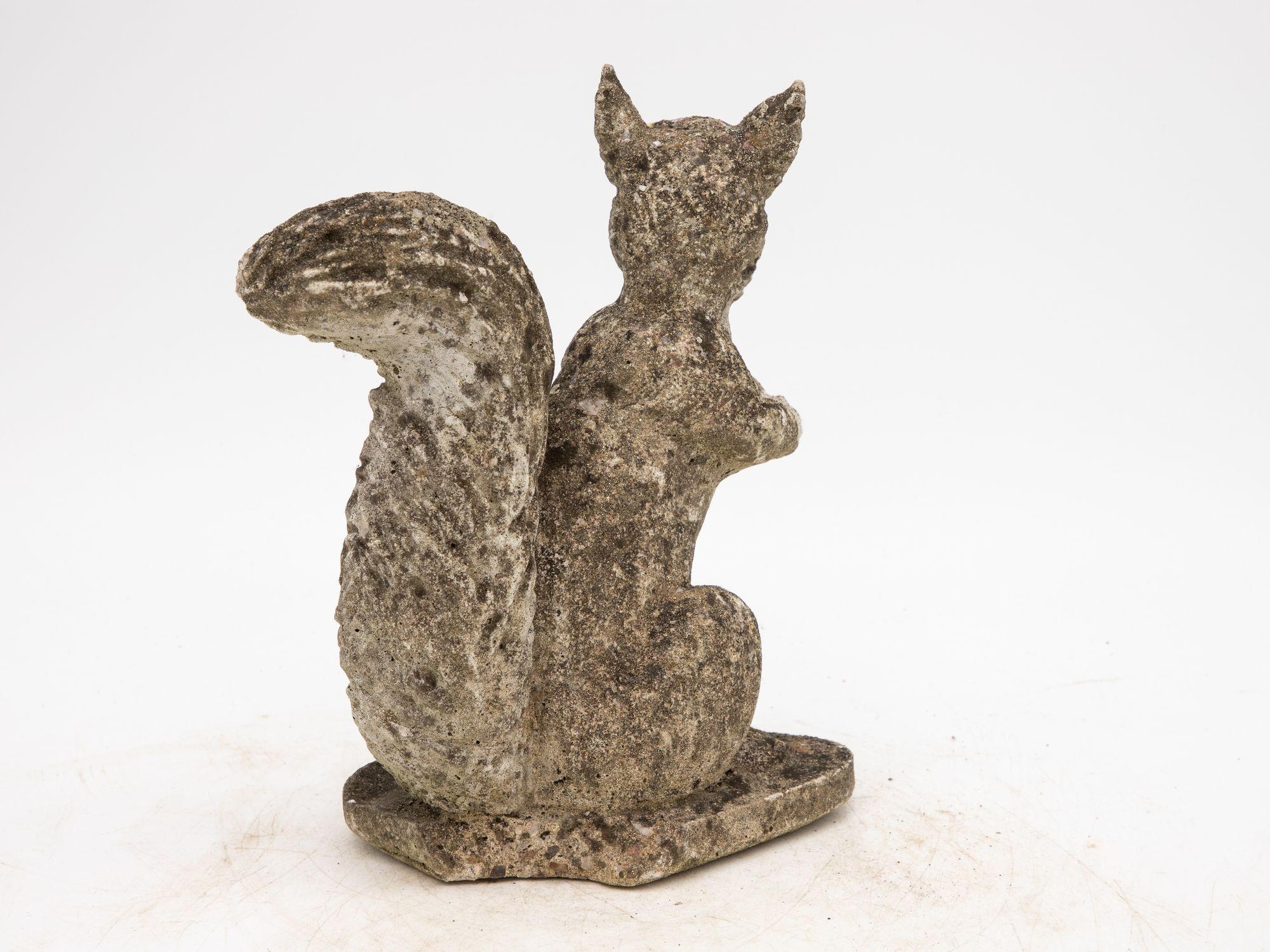Concrete Reconstituted Stone Squirrel Garden Ornament, 20th Century For Sale