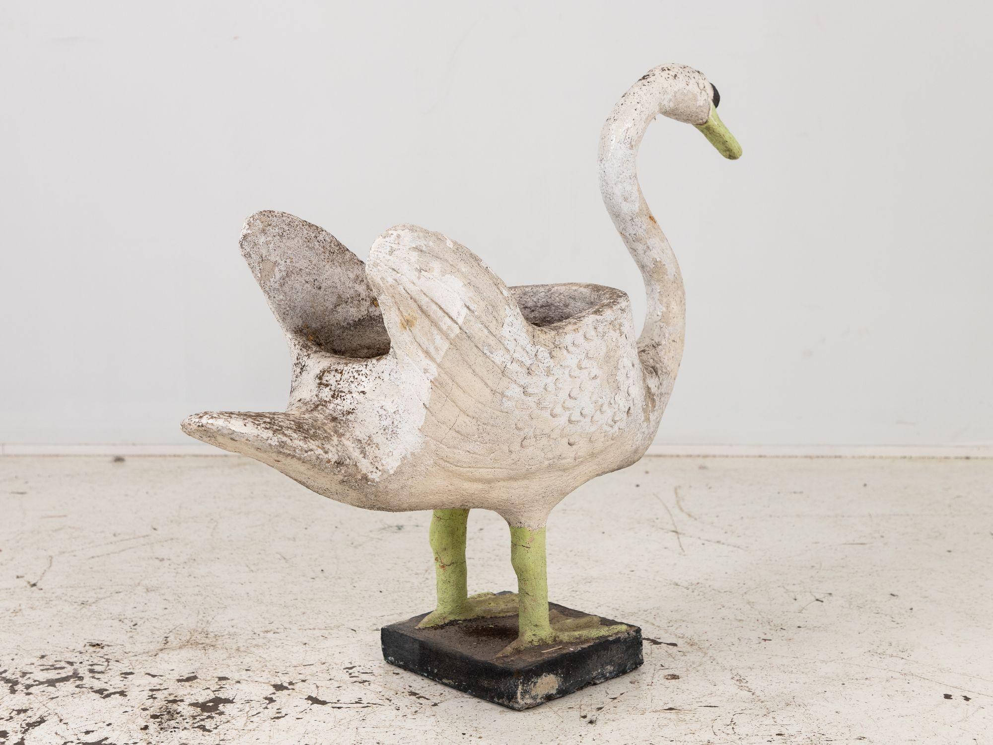 vintage concrete swan planter for sale