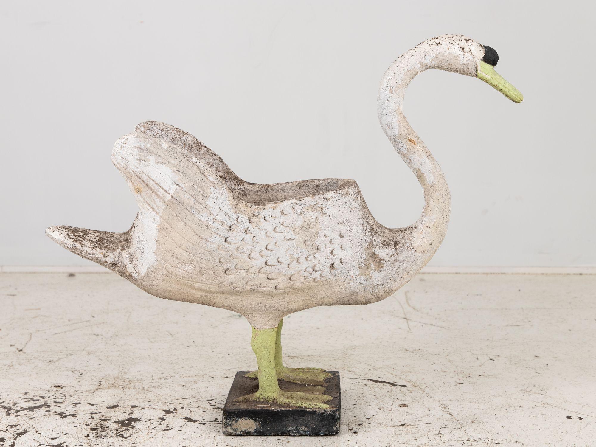 Concrete Reconstituted Stone Swan on Raised Feet Planter, English Early 20th Century For Sale