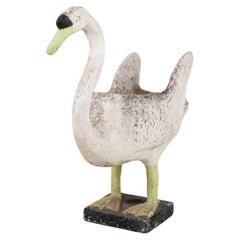 Vintage Reconstituted Stone Swan on Raised Feet Planter, English Early 20th Century