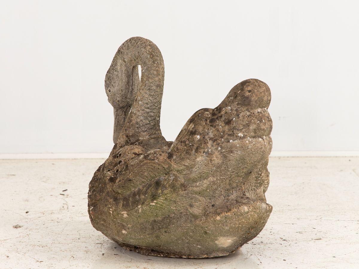 Concrete Reconstituted Stone Swan Planter, French Mid-20th Century