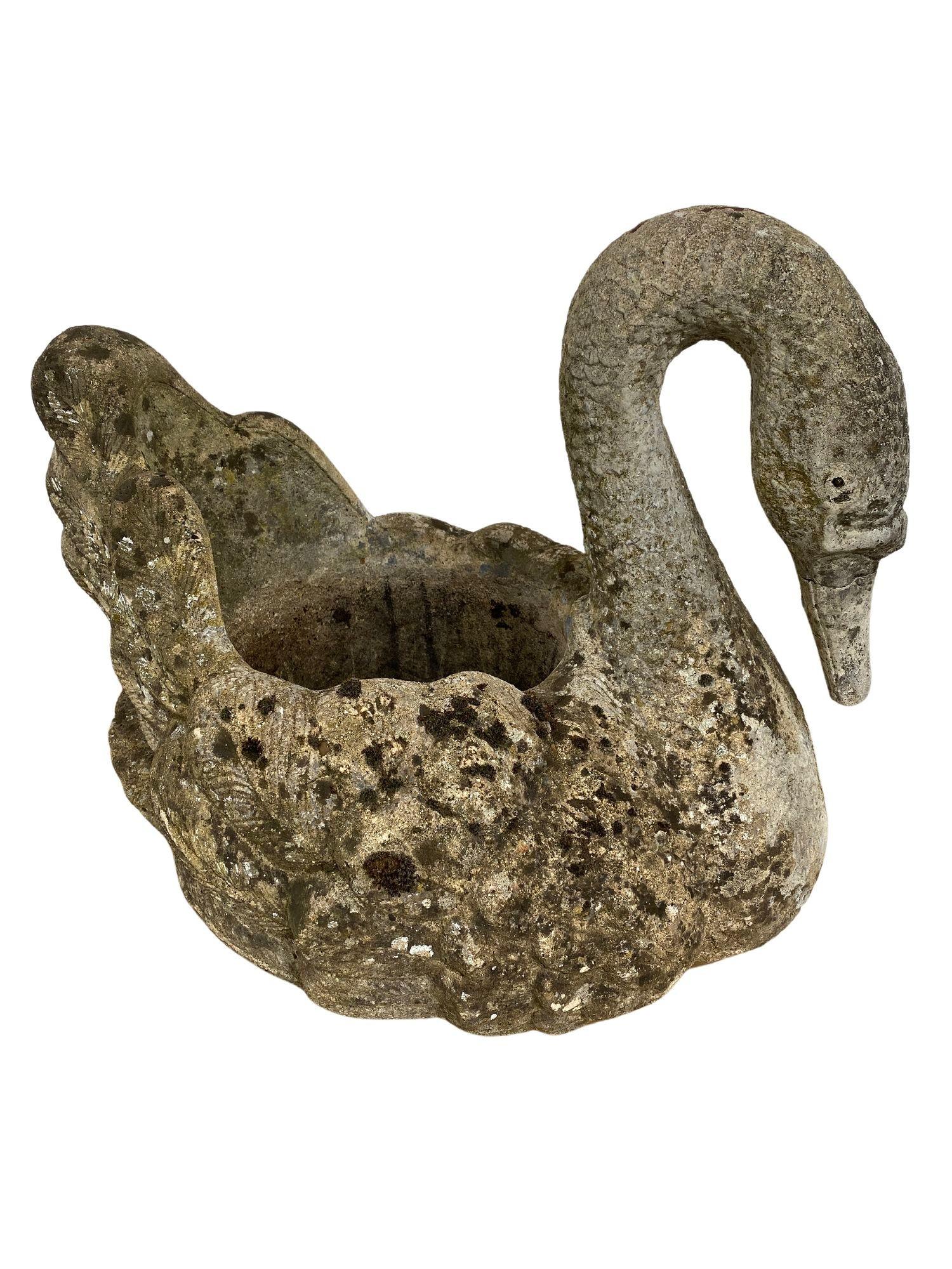 Reconstituted Stone Swan Planter, French Mid-20th Century 5