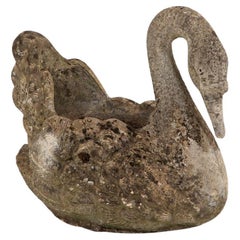 Retro Reconstituted Stone Swan Planter, French Mid-20th Century