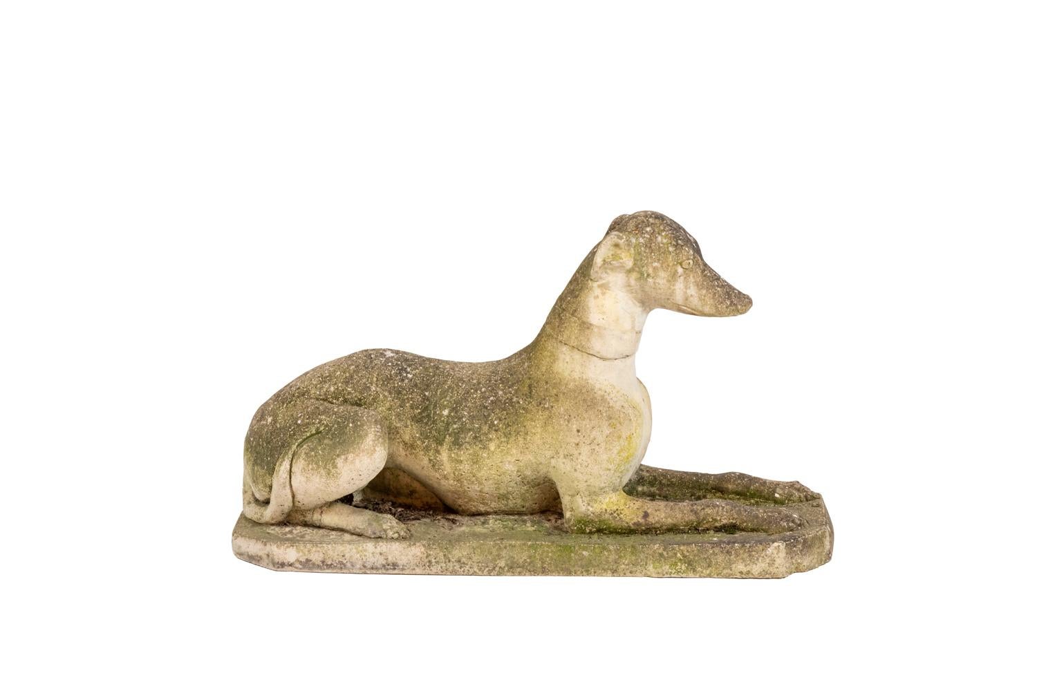 Reconstructed stone dog.

Work realized in the 1950s.
 
