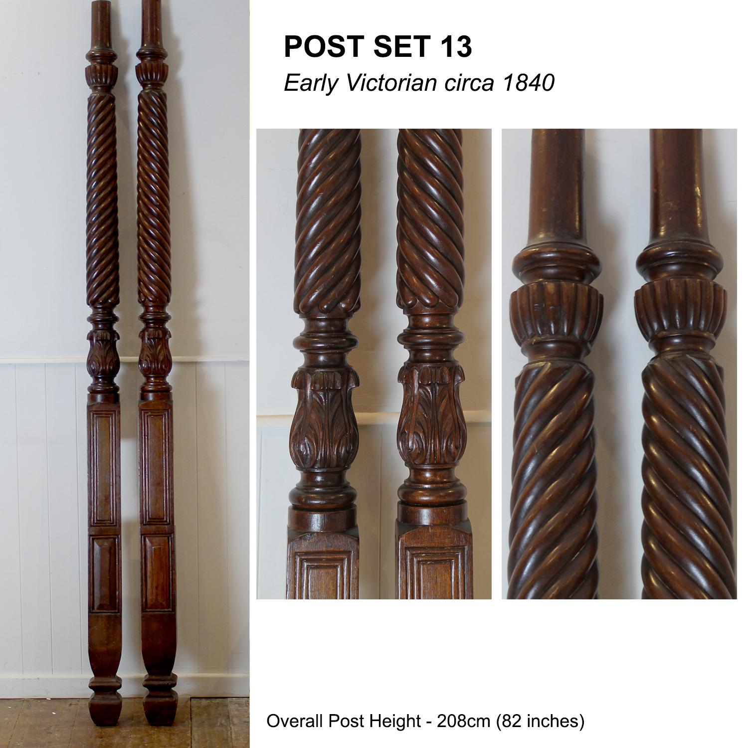 Reconstructed Wooden Four Poster Bed Using Antique Bed Posts For Sale 2