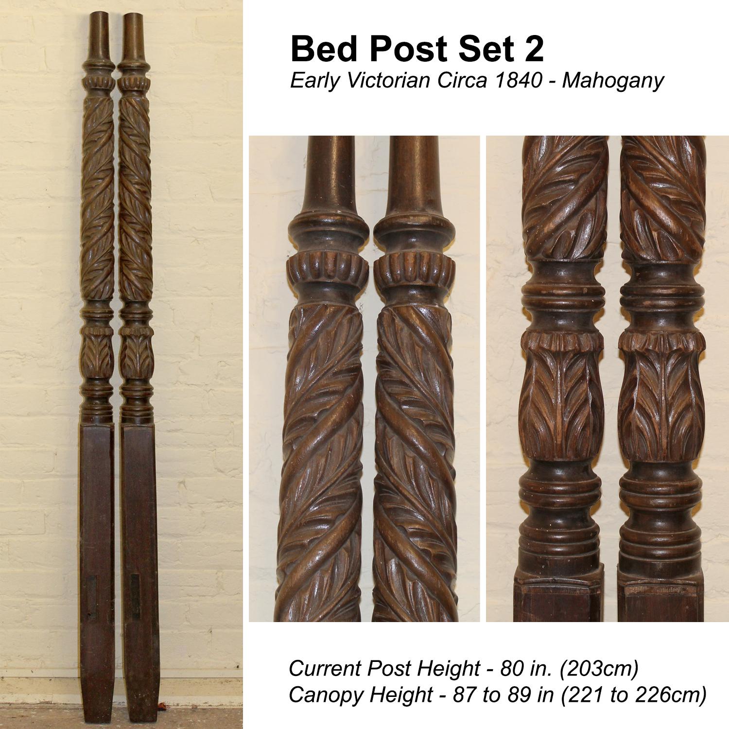 A made-to-order reconstructed four poster bed using original antique mahogany decorative front posts.
Our skilled craftsmen construct a four poster bed in the same style as the original bed with genuine antique front posts, using hardwood similar to
