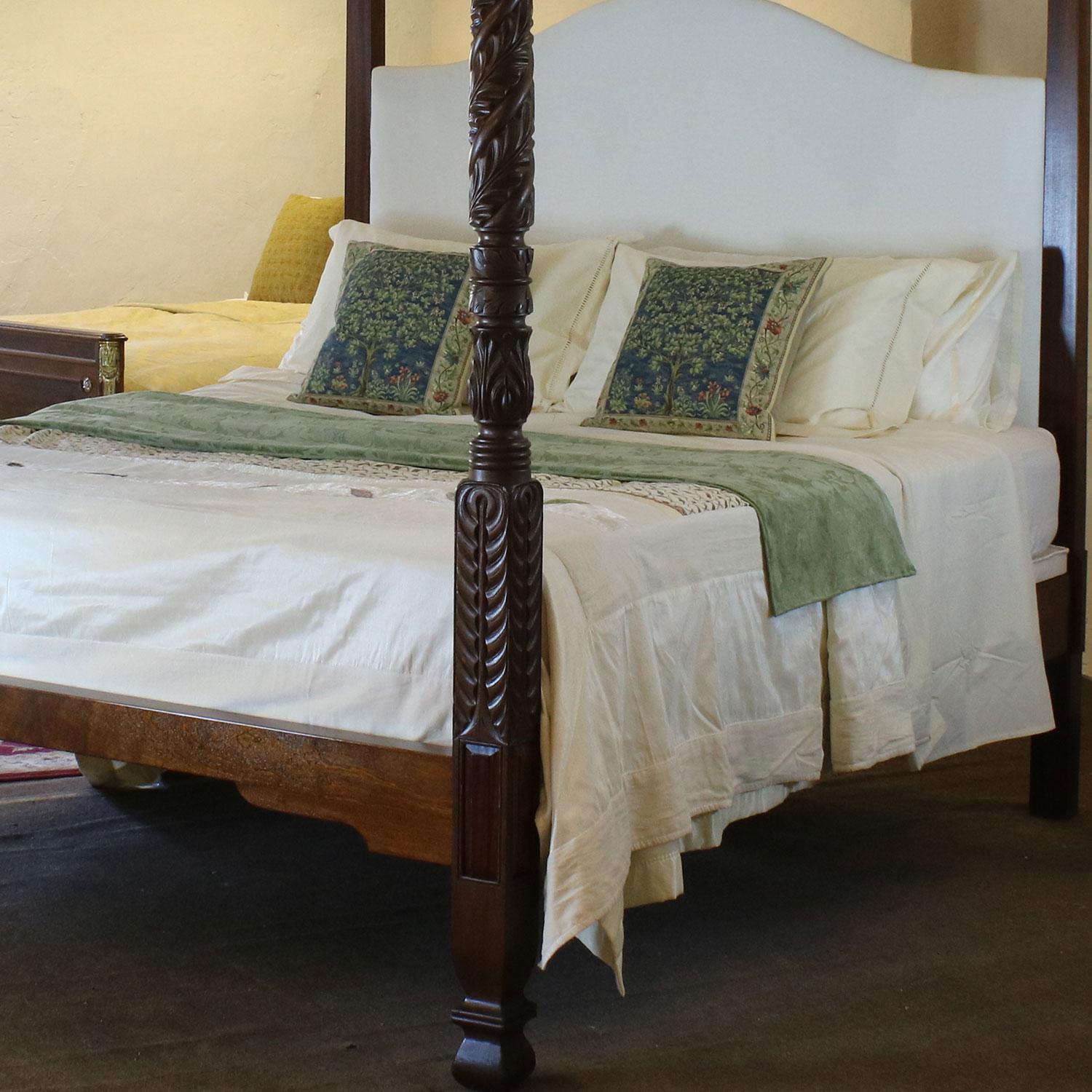 A reconstructed four-poster bed using original antique mahogany decorative Victorian front posts.

This magnificent four poster bed has been reconstructed around Victorian mahogany front posts. 

This bed is 72