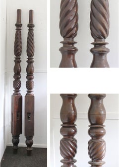 Reconstructed Wooden Four-Poster Bed with Firm Base